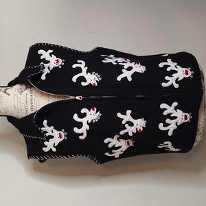 Chistmas Wool Raindeer Vest Vintage Black Life Style Novelty Size XL